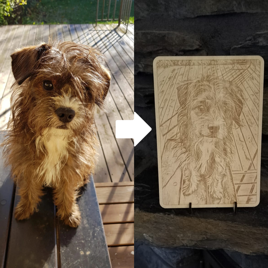 Laserkaiverrettu vaneritaulu omasta kuvasta