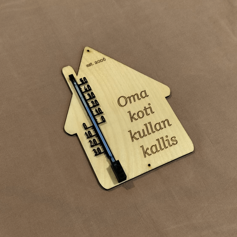 Ulkolämpömittari omalla tekstillä